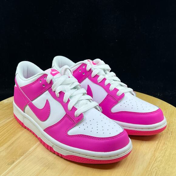 Nike Dunk Low (GS) White Pink Laser Fuchsia FB9109-102 Size 5Y Women 6.5 - Picture 4 of 10